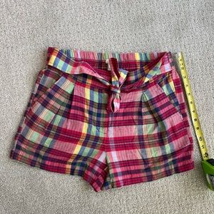 Women’s J.Crew Mandras Plaid Tie Waist Shorts Size: 2